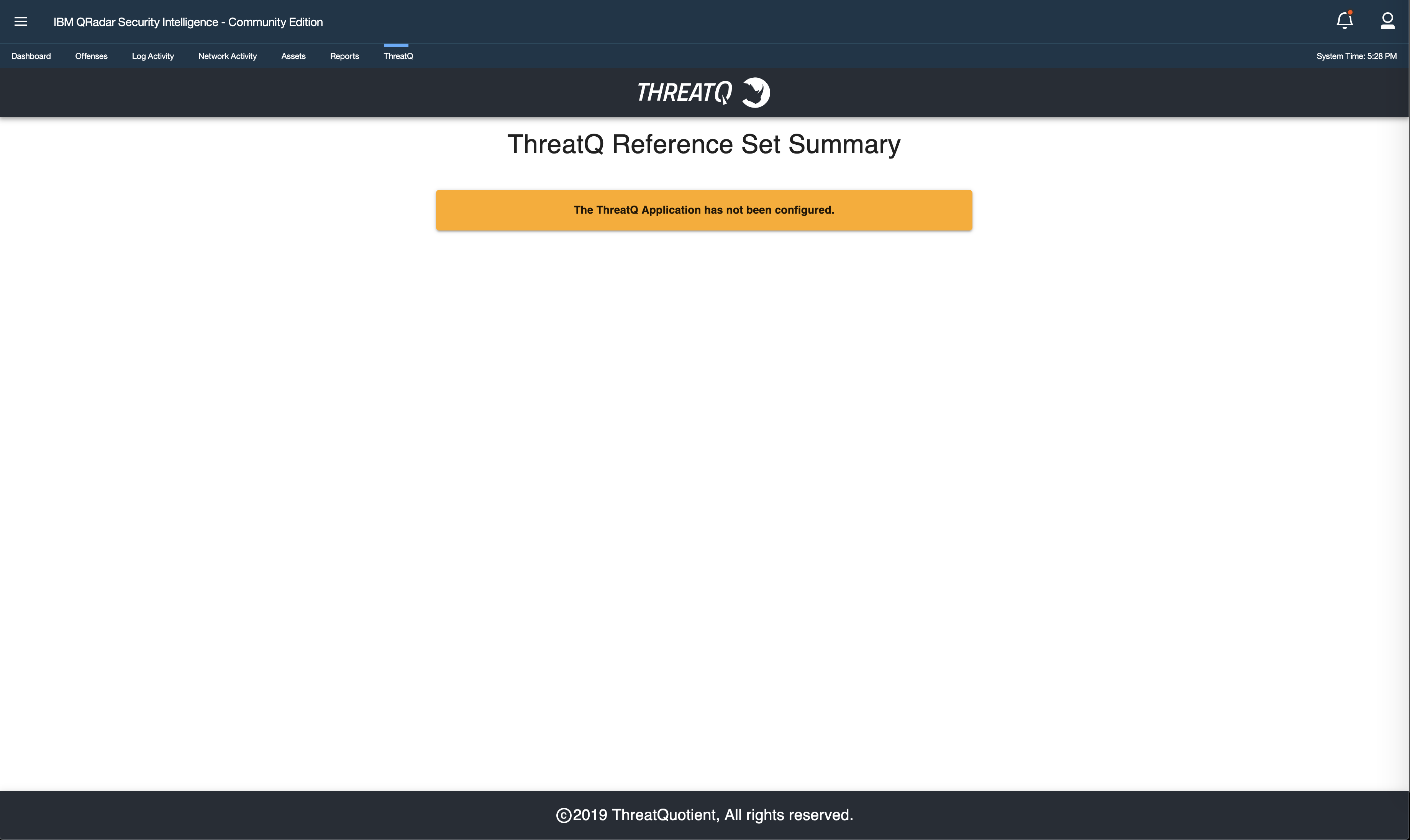 ThreatQ Reference Set Summary page